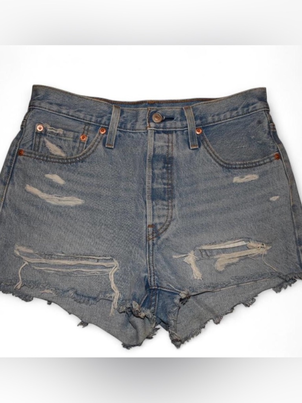Levi's Light Blue Distressed Denim Cutoff Shorts